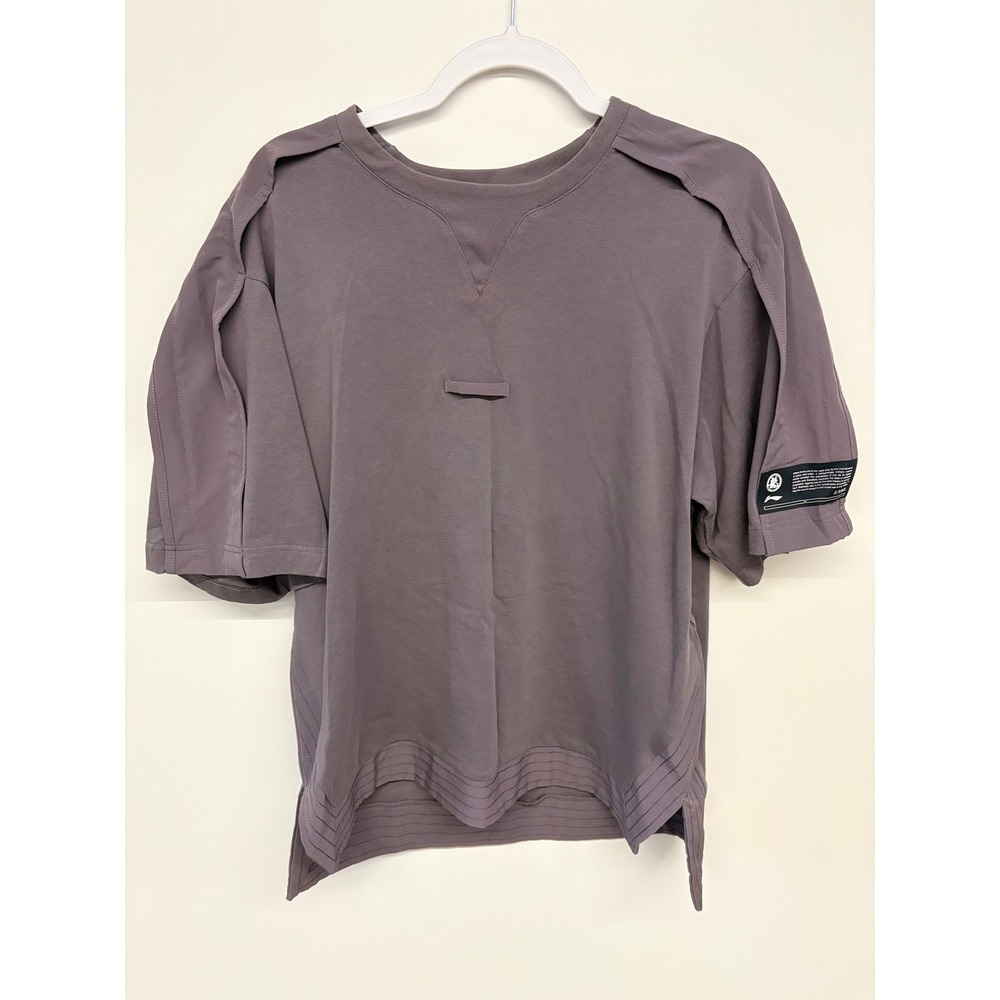 Cyberpunk T-Shirt Layered Hem Tactical Li-Ning Kung Fu Men Purple Grey